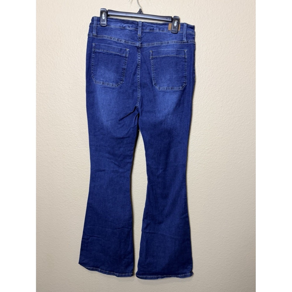 Judy Blue Patch‎ Pocket High Rise Flare Fit Dark Wash Jeans SZ 15 32 - Picture 8 of 9